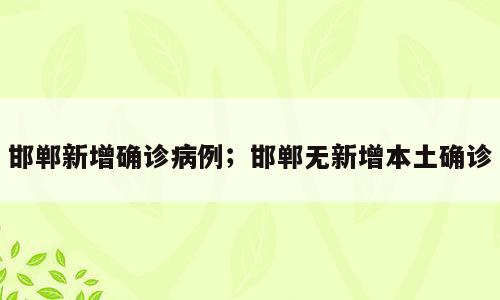 邯郸新增确诊病例；邯郸无新增本土确诊