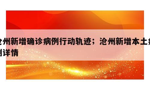 沧州新增确诊病例行动轨迹；沧州新增本土病例详情