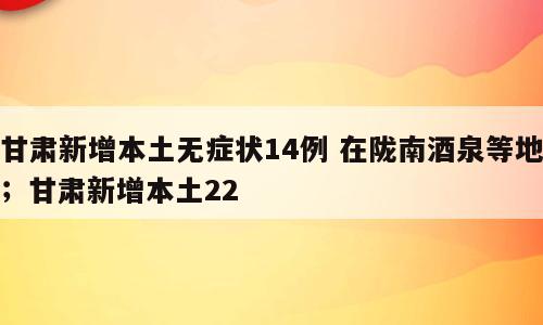 甘肃新增本土无症状14例 在陇南酒泉等地；甘肃新增本土22