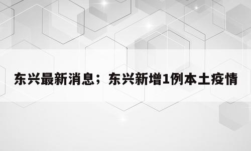 东兴最新消息；东兴新增1例本土疫情