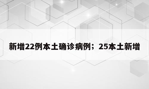 新增22例本土确诊病例；25本土新增