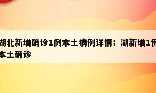 湖北新增确诊1例本土病例详情；湖新增1例本土确诊