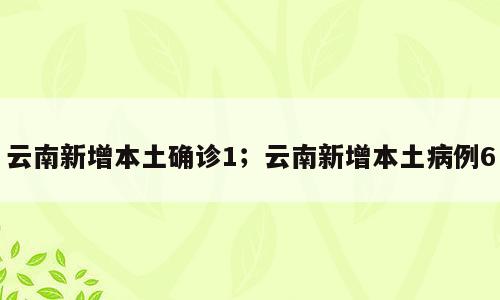 云南新增本土确诊1；云南新增本土病例6