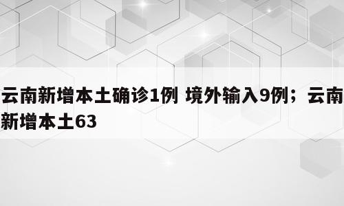 云南新增本土确诊1例 境外输入9例；云南新增本土63