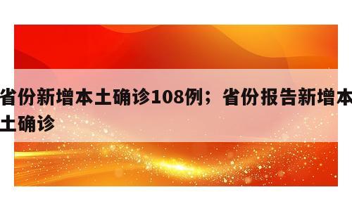 省份新增本土确诊108例；省份报告新增本土确诊