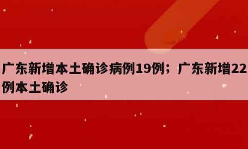 广东新增本土确诊病例19例；广东新增22例本土确诊