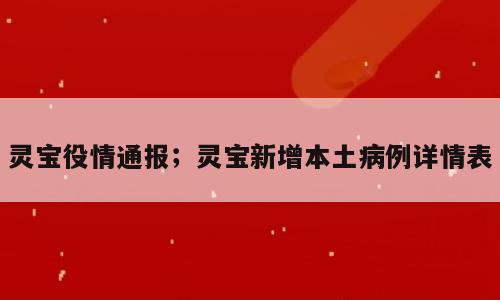 灵宝役情通报；灵宝新增本土病例详情表