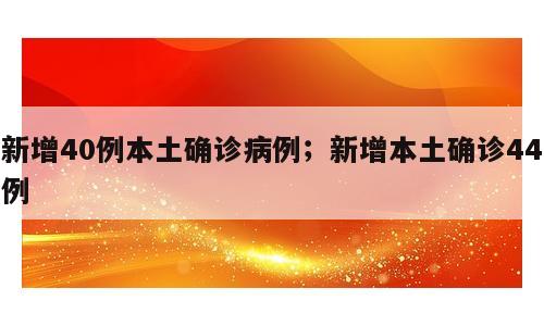 新增40例本土确诊病例；新增本土确诊44例