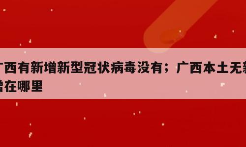 广西有新增新型冠状病毒没有；广西本土无新增在哪里