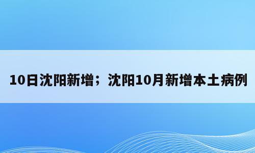 10日沈阳新增；沈阳10月新增本土病例