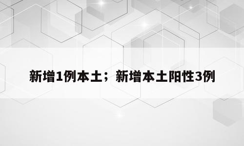 新增1例本土；新增本土阳性3例