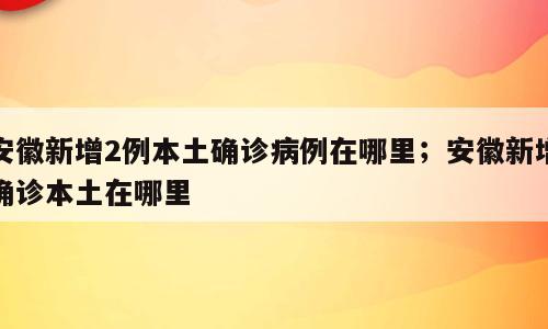 安徽新增2例本土确诊病例在哪里；安徽新增确诊本土在哪里