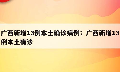 广西新增13例本土确诊病例；广西新增13例本土确诊