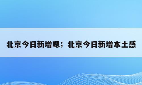 北京今日新增嗯；北京今日新增本土感