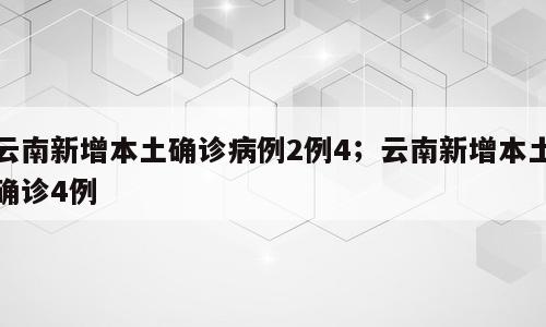 云南新增本土确诊病例2例4；云南新增本土确诊4例