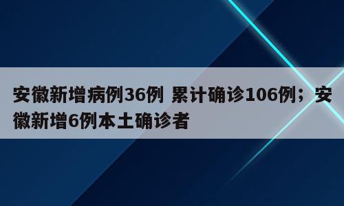安徽新增病例36例 累计确诊106例；安徽新增6例本土确诊者
