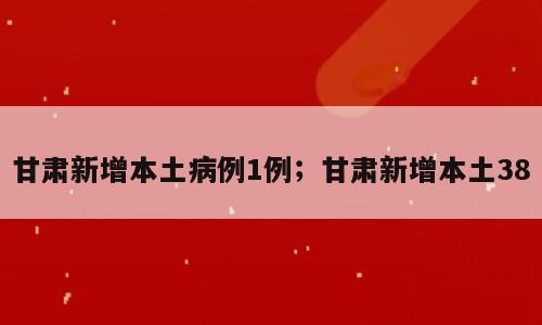 甘肃新增本土病例1例；甘肃新增本土38
