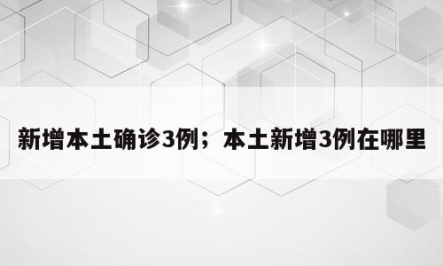 新增本土确诊3例；本土新增3例在哪里