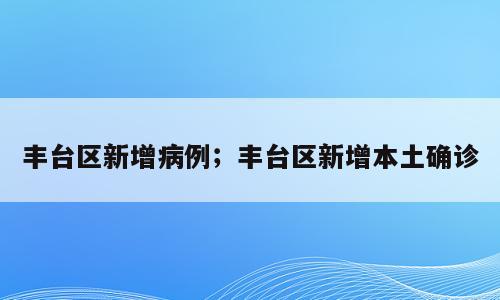 丰台区新增病例；丰台区新增本土确诊