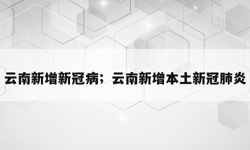 云南新增新冠病；云南新增本土新冠肺炎