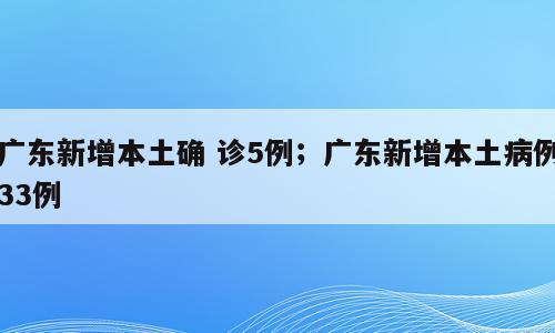 广东新增本土确 诊5例；广东新增本土病例33例