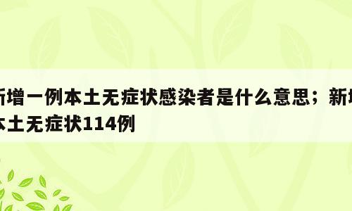 新增一例本土无症状感染者是什么意思；新增本土无症状114例
