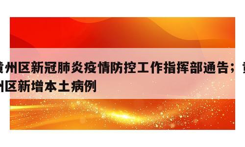 黄州区新冠肺炎疫情防控工作指挥部通告；黄州区新增本土病例