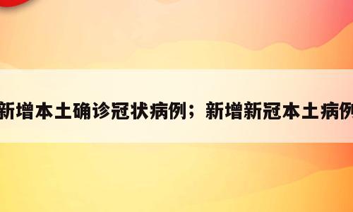 新增本土确诊冠状病例；新增新冠本土病例