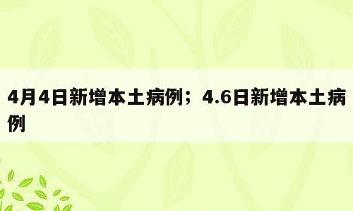 4月4日新增本土病例；4.6日新增本土病例