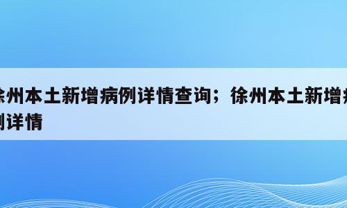 徐州本土新增病例详情查询；徐州本土新增病例详情