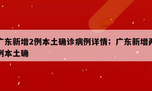 广东新增2例本土确诊病例详情；广东新增两例本土确