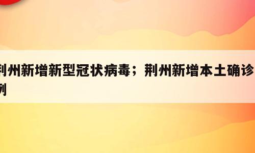 荆州新增新型冠状病毒；荆州新增本土确诊2例