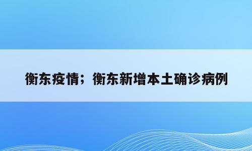 衡东疫情；衡东新增本土确诊病例