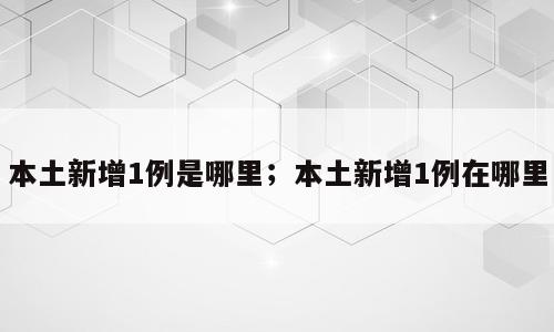 本土新增1例是哪里；本土新增1例在哪里