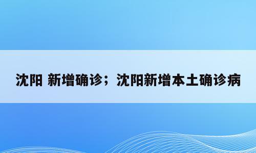 沈阳 新增确诊；沈阳新增本土确诊病