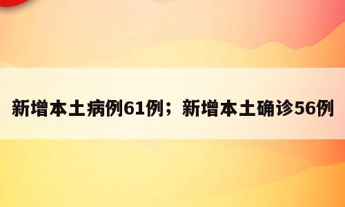 新增本土病例61例；新增本土确诊56例