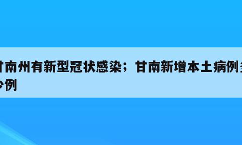 甘南州有新型冠状感染；甘南新增本土病例多少例