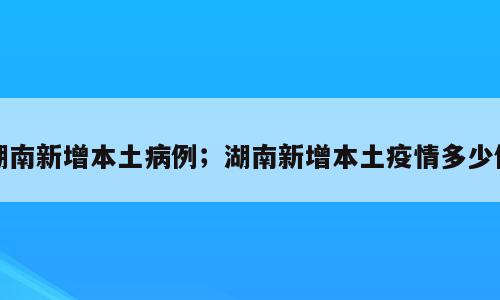 湖南新增本土病例；湖南新增本土疫情多少例