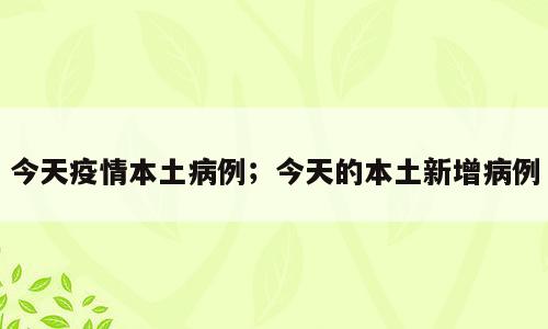 今天疫情本土病例；今天的本土新增病例