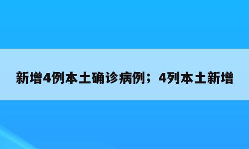 新增4例本土确诊病例；4列本土新增