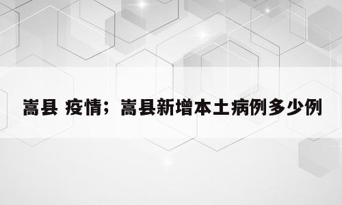 嵩县 疫情；嵩县新增本土病例多少例
