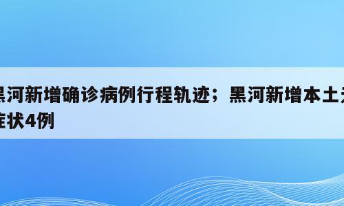 黑河新增确诊病例行程轨迹；黑河新增本土无症状4例