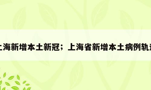上海新增本土新冠；上海省新增本土病例轨迹