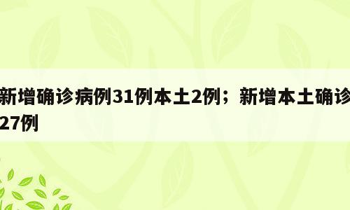 新增确诊病例31例本土2例；新增本土确诊27例