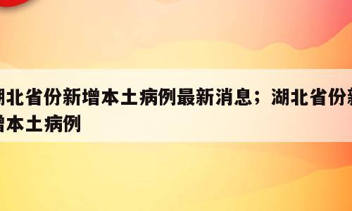 湖北省份新增本土病例最新消息；湖北省份新增本土病例