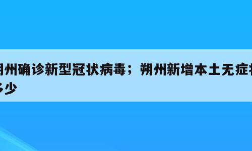 朔州确诊新型冠状病毒；朔州新增本土无症状多少