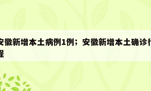 安徽新增本土病例1例；安徽新增本土确诊行程