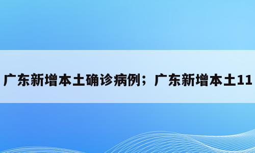 广东新增本土确诊病例；广东新增本土11
