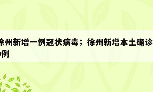 徐州新增一例冠状病毒；徐州新增本土确诊10例