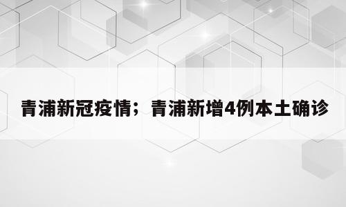 青浦新冠疫情；青浦新增4例本土确诊
